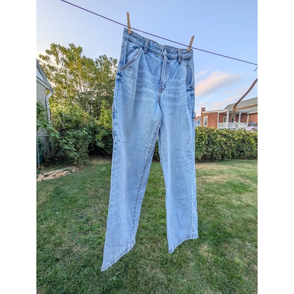 Cotton On Carpenter Jeans Womens Light Wash Denim Pockets Utility Casual - Picture 1 of 6